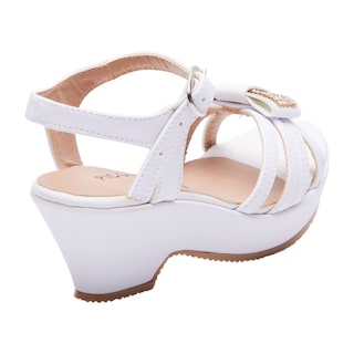 Foto 3 | Sandalia Calzado Watanabe Color Blanco Tacón Moño Brillos