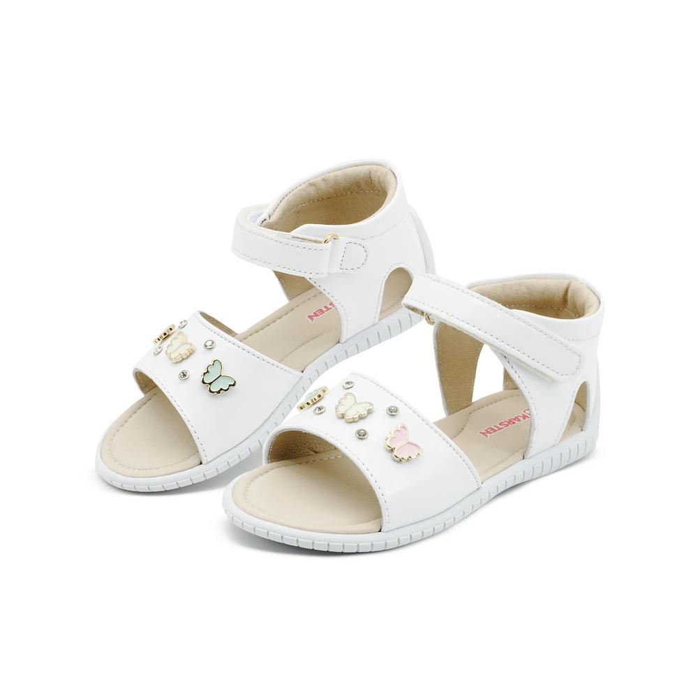 Foto 2 pulgar | Sandalia Karsten Para Niña Casual Mariposas Charol Blanco Blanco