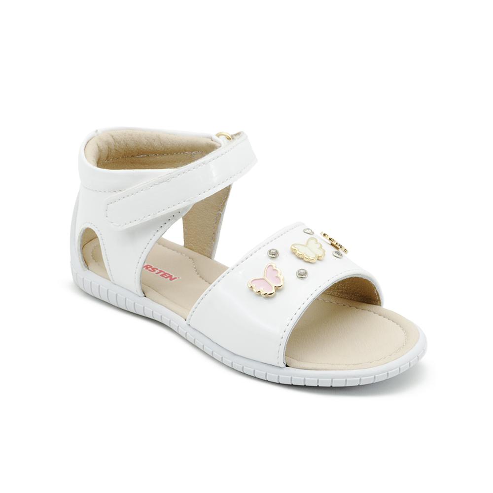 Foto 5 pulgar | Sandalia Karsten Para Niña Casual Mariposas Charol Blanco Blanco