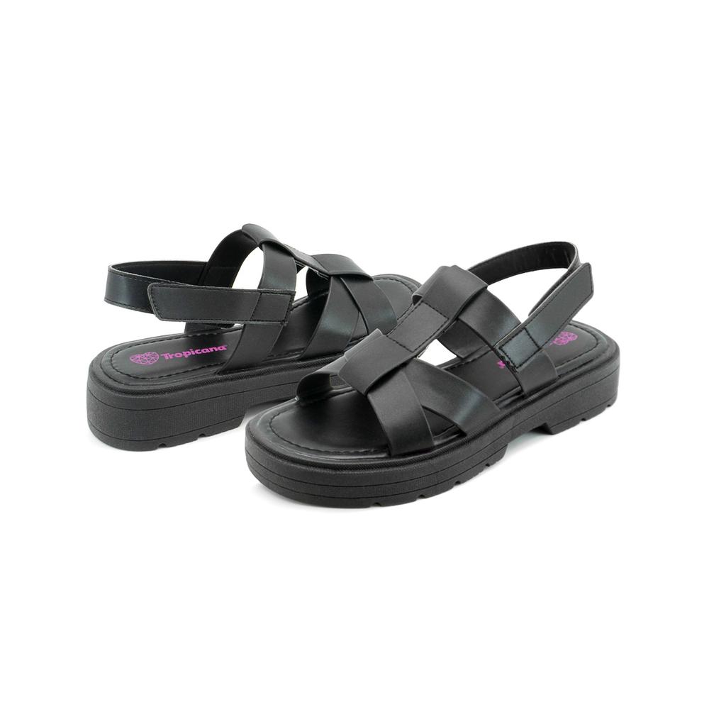 Foto 3 pulgar | Sandalia Tropicana Para Niña Tipo Gladiadora Contactel Negro Negro