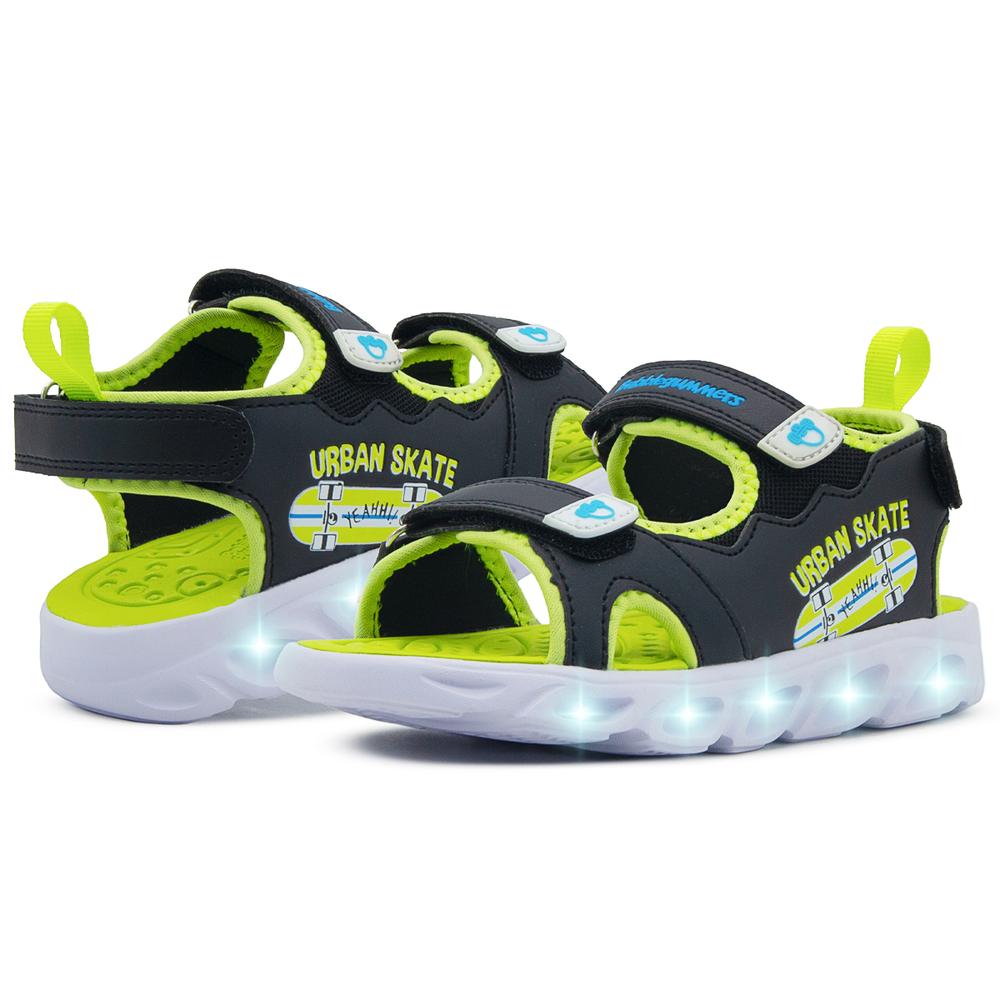 Foto 4 pulgar | Sandalia Con Luces Para Niño Bubble Gummers Negro/ Verde Negro
