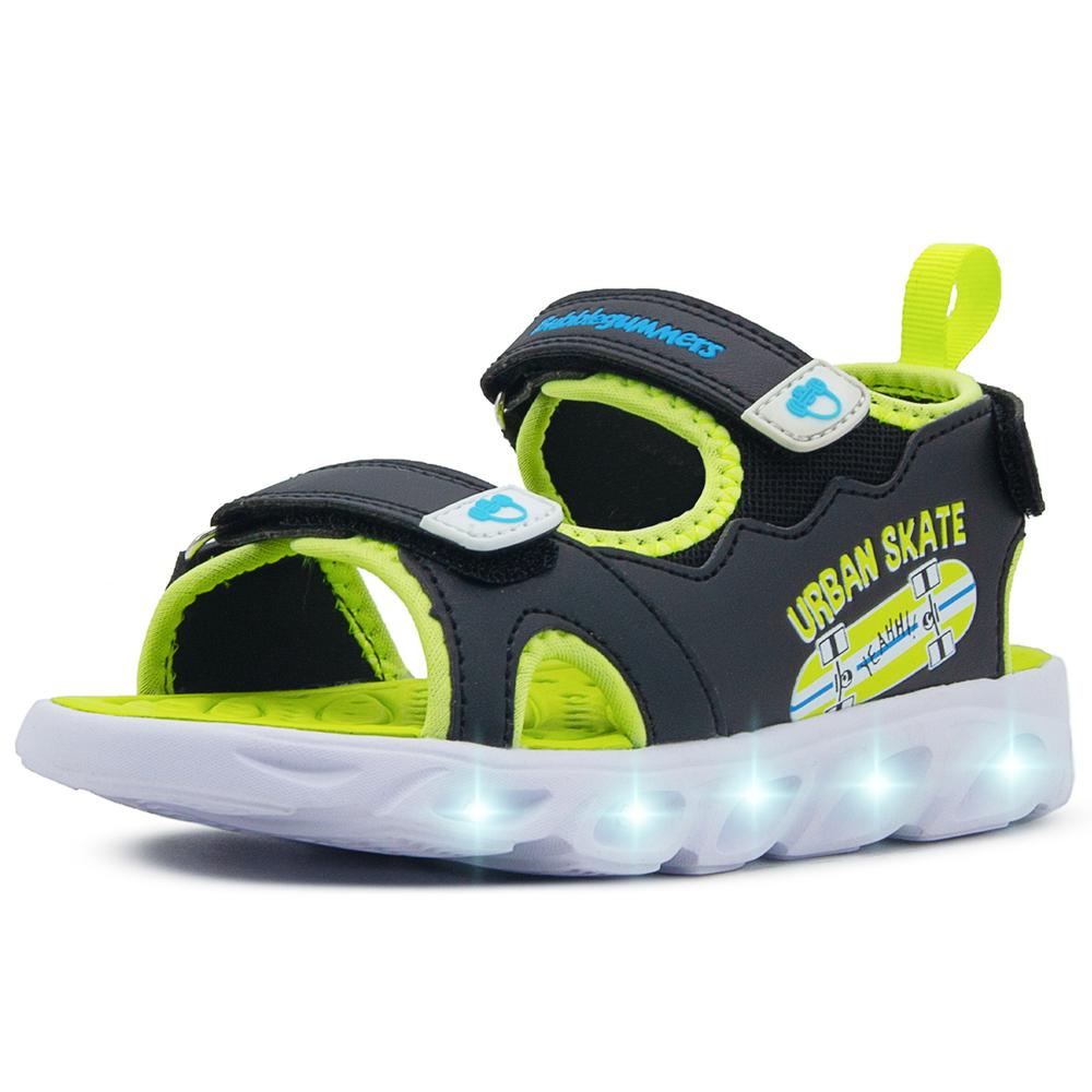 Foto 5 pulgar | Sandalia Con Luces Para Niño Bubble Gummers Negro/ Verde Negro