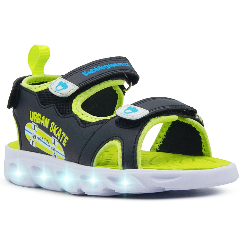 Foto 6 pulgar | Sandalia Con Luces Para Niño Bubble Gummers Negro/ Verde Negro