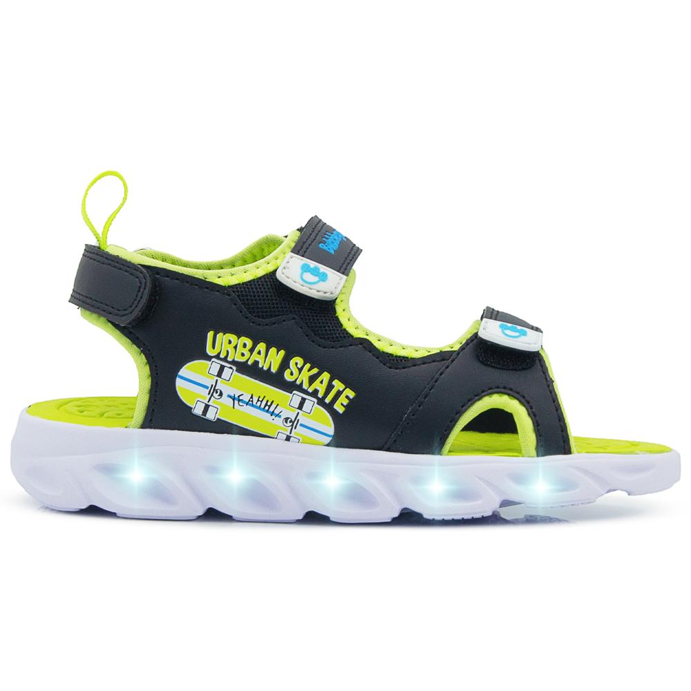 Foto 7 | Sandalia Con Luces Para Niño Bubble Gummers Negro/ Verde Negro