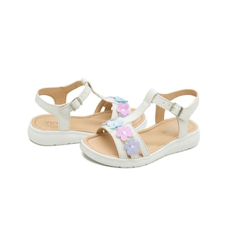 Foto 2 | Sandalia Huarache Para Niña Flores Color Beige Con Broche Beige