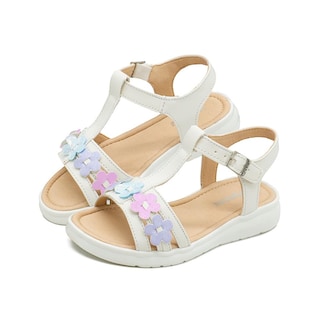 Foto 3 | Sandalia Huarache Para Niña Flores Color Beige Con Broche Beige