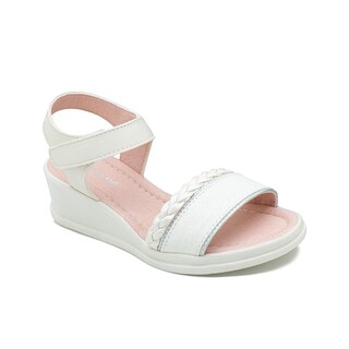 Foto 1 | Sandalia Plataforma Para Niña Charol Blanco Trenzada Ligeras Beige