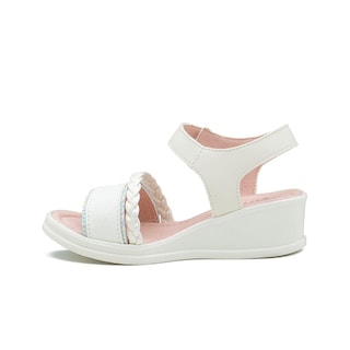 Foto 3 | Sandalia Plataforma Para Niña Charol Blanco Trenzada Ligeras Beige