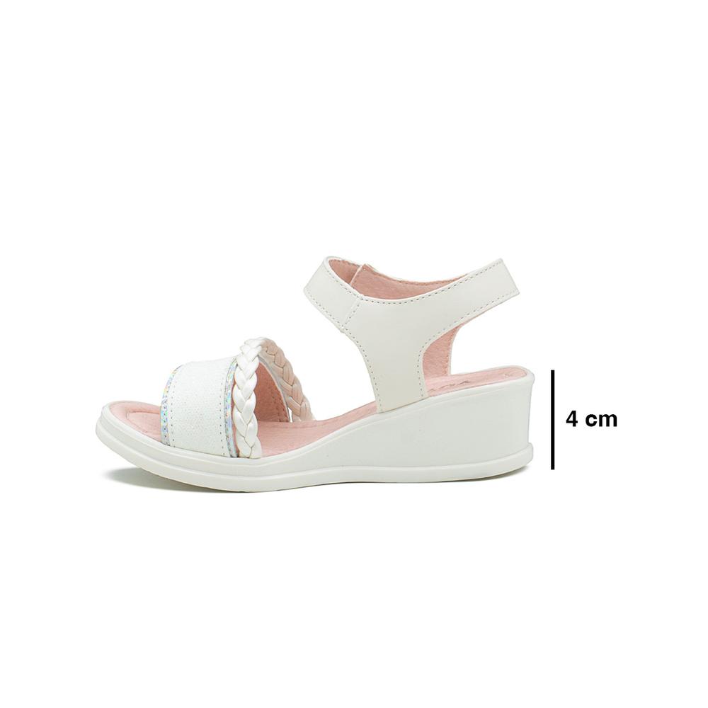 Foto 7 | Sandalia Plataforma Para Niña Charol Blanco Trenzada Ligeras Beige