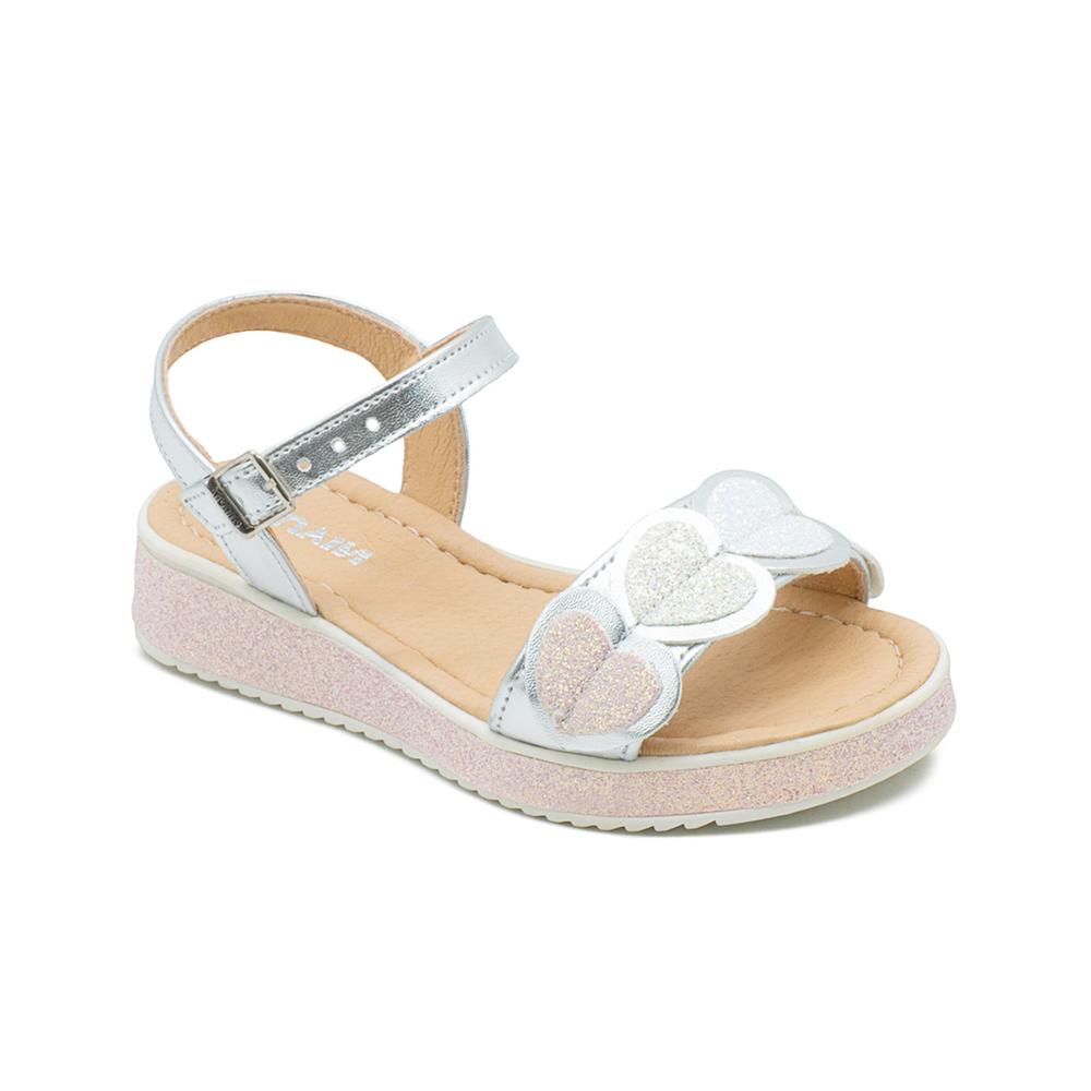 Sandalia Para Niña Corazones Brillantes Color Plateado Plateado