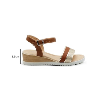 Foto 2 | Sandalia Casual Doble Tira Brillante Abierta Color Camel Beige