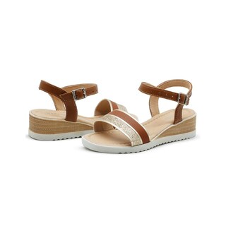 Foto 4 | Sandalia Casual Doble Tira Brillante Abierta Color Camel Beige