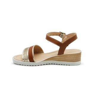 Foto 7 | Sandalia Casual Doble Tira Brillante Abierta Color Camel Beige