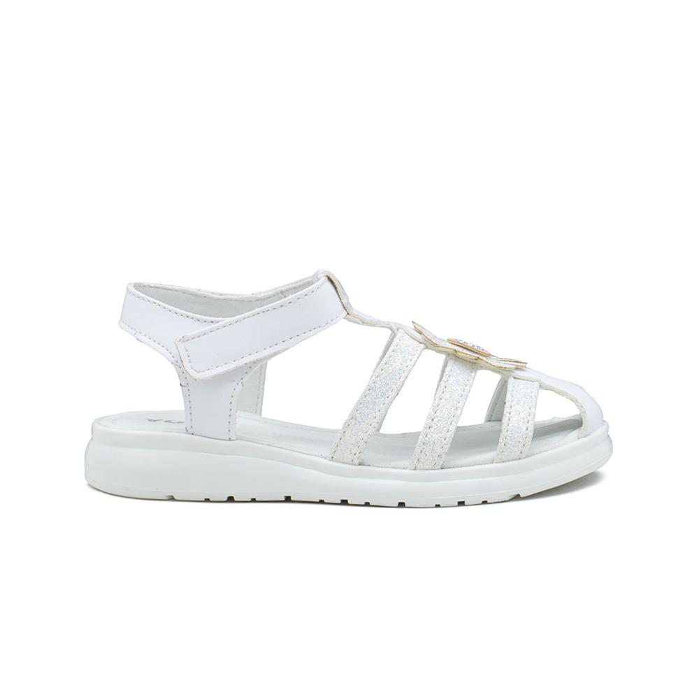 Foto 4 pulgar | Sandalia Huarache Para Niña Cerrado Flores Color Blanco Blanco