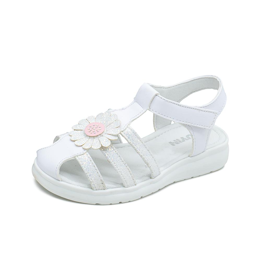 Foto 5 pulgar | Sandalia Huarache Para Niña Cerrado Flores Color Blanco Blanco