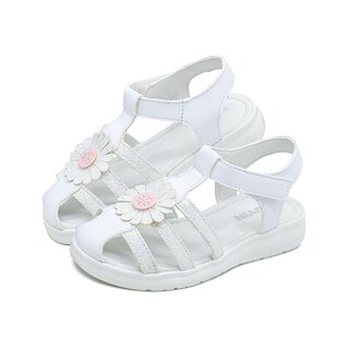 Foto 6 | Sandalia Huarache Para Niña Cerrado Flores Color Blanco Blanco