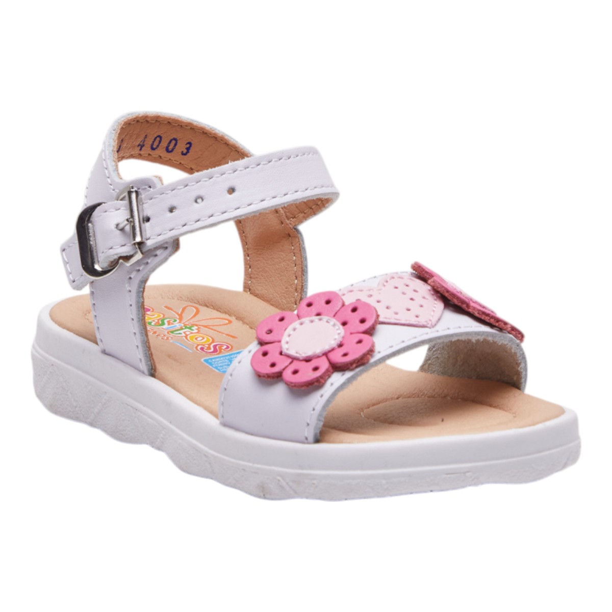 Foto 1 | Sandalias Calzado Watanabe Color Blanco Niña Abiertas Flor Decorativa