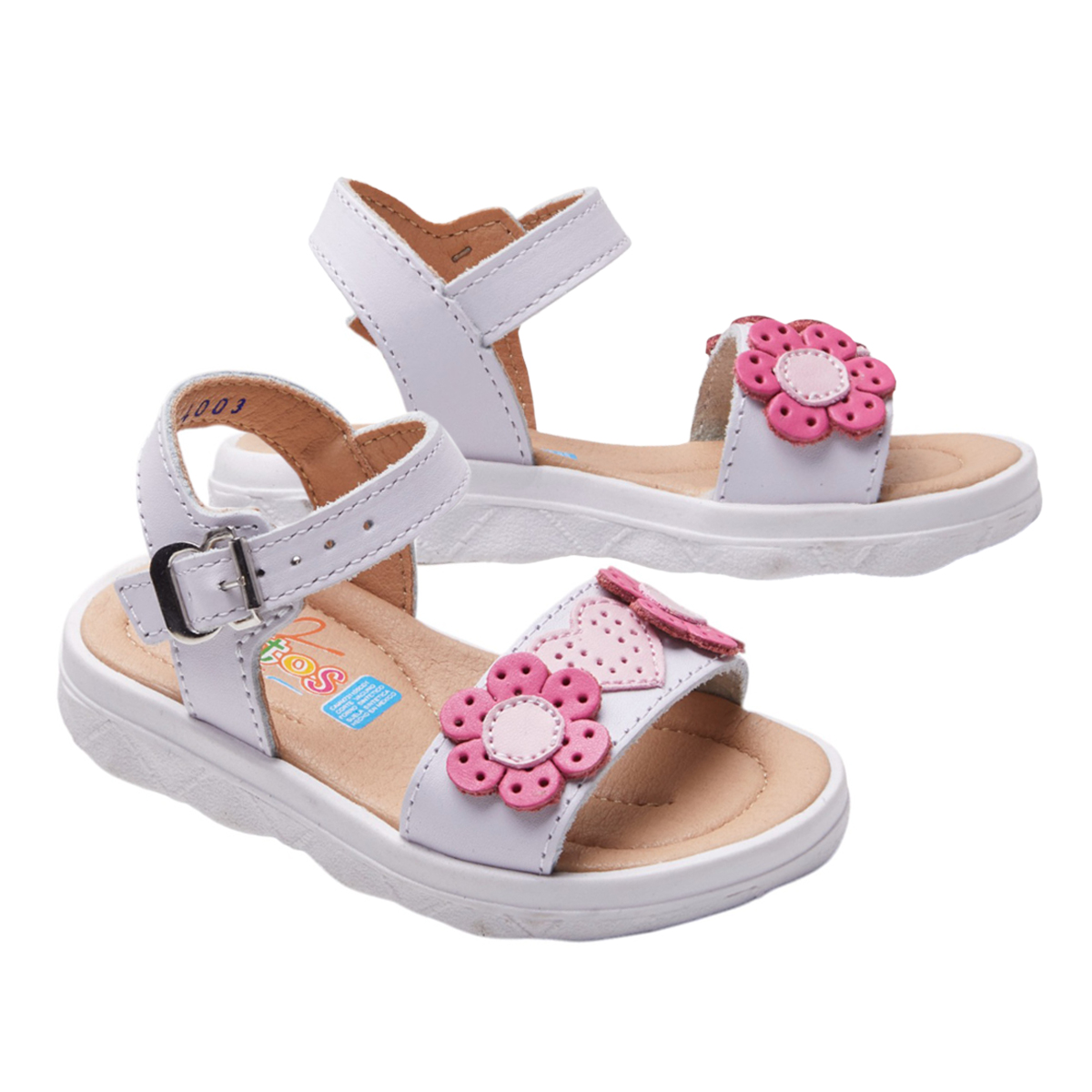 Foto 5 pulgar | Sandalias Calzado Watanabe Color Blanco Niña Abiertas Flor Decorativa