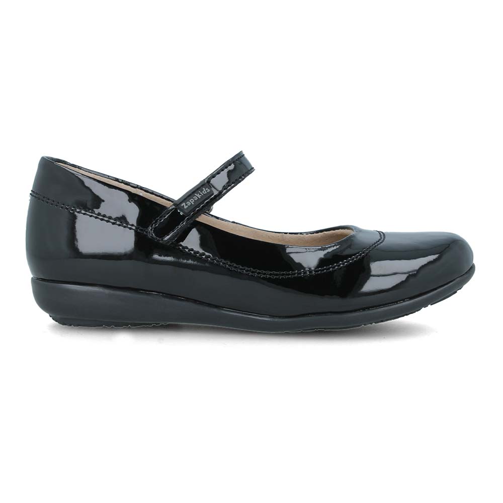 Zapato Escolar Zapakids 30659-2-a Negro Para Niña De Charol Con Velcro