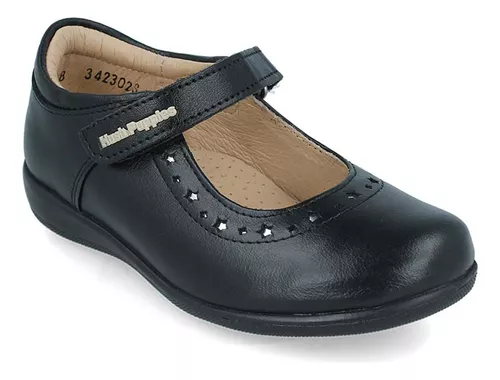 Foto 4 pulgar | Zapato Escolar Flats Hush Puppies Negro de Piel para Niña