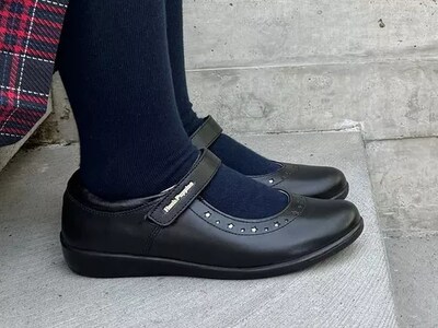 Foto 4 | Zapato Escolar Flats Hush Puppies Negro de Piel para Niña