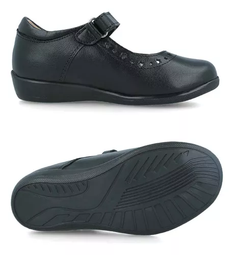 Foto 7 pulgar | Zapato Escolar Flats Hush Puppies Negro de Piel para Niña