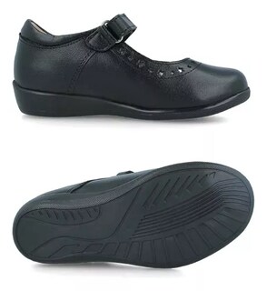 Foto 6 | Zapato Escolar Flats Hush Puppies Negro de Piel para Niña