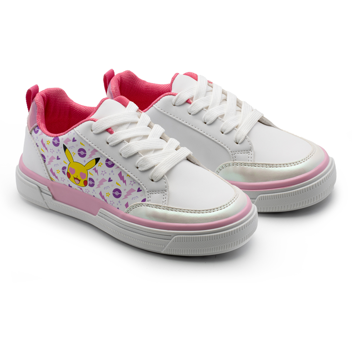 Foto 4 pulgar | Calzado Pokémon Tenis Niña Blancos Diseño Pikachu Divertidos