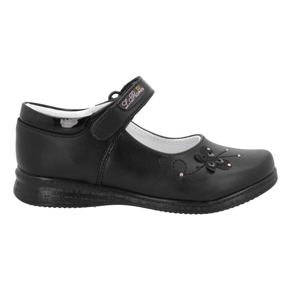 Flats Niña Lady Flores Formal Escolar Negro