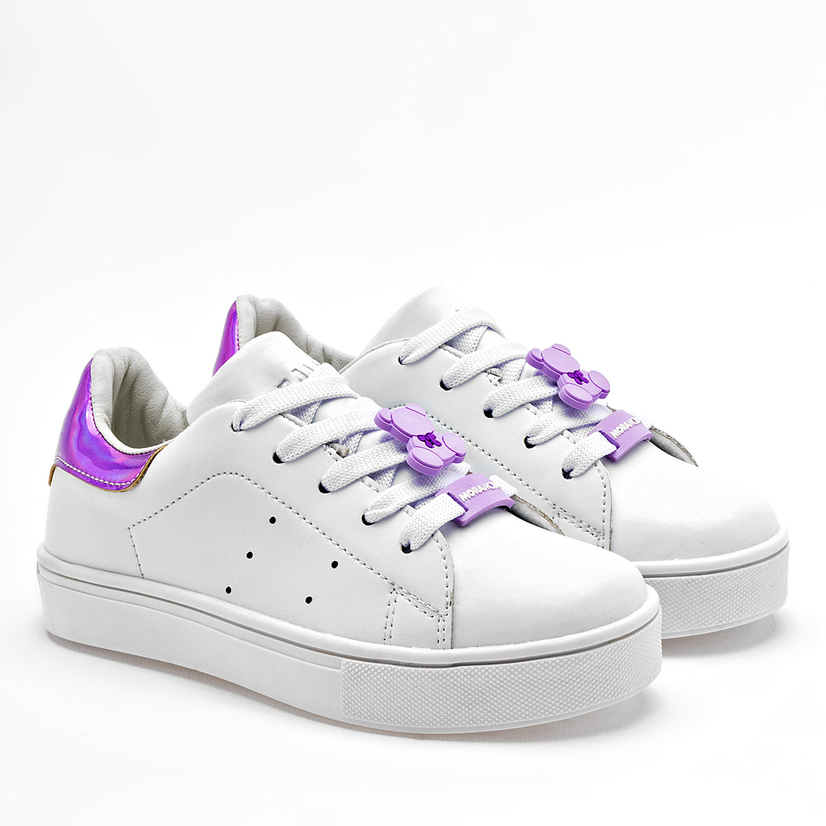 Foto 1 | Moramora Tenis Urbano Para Niña Blanco Lila Cod.132566