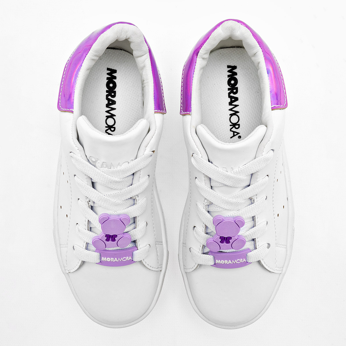 Foto 2 | Moramora Tenis Urbano Para Niña Blanco Lila Cod.132566