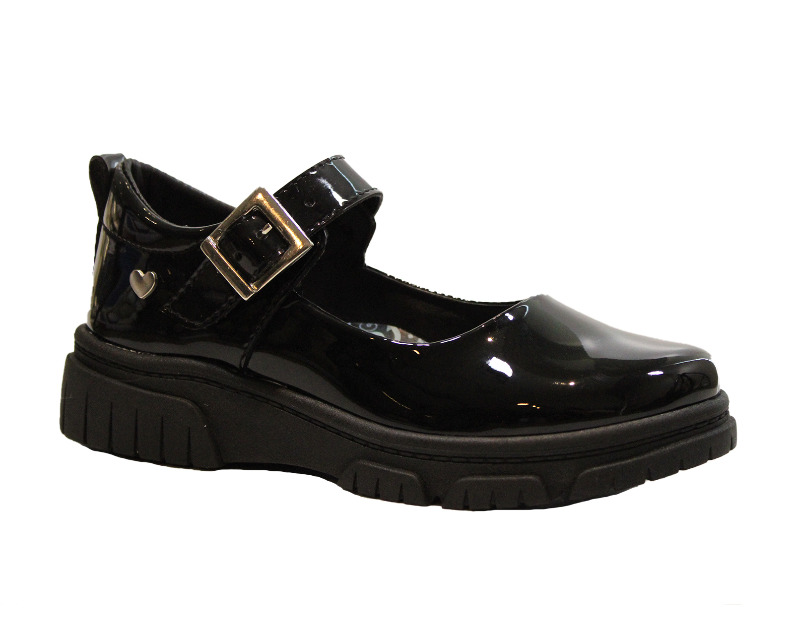 Zapato Escolar Blasito 24e151 Negro De Charol Para Niña