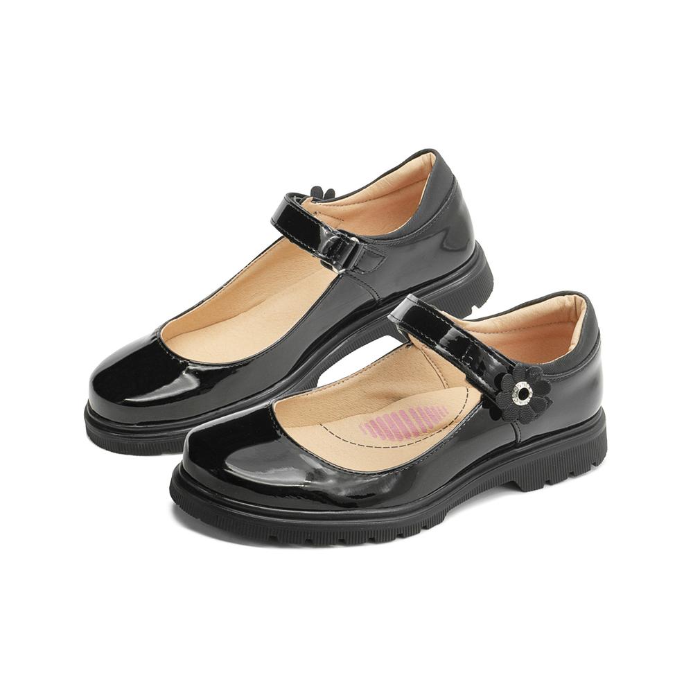 Foto 2 pulgar | Balerina Escolar Yuyin Para Niña Cómoda Charol Negro 15-26 Negro