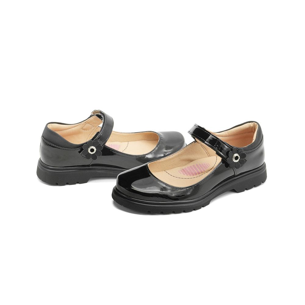 Foto 3 pulgar | Balerina Escolar Yuyin Para Niña Cómoda Charol Negro 15-26 Negro
