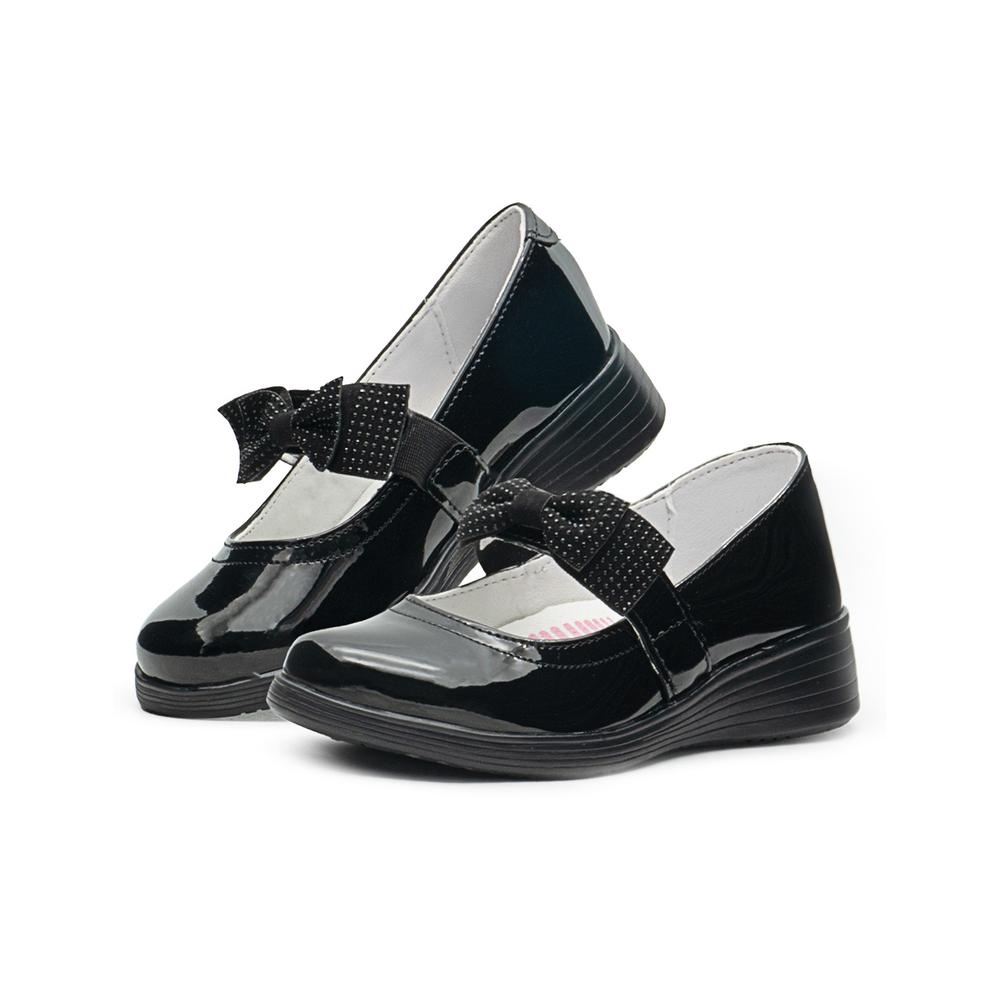 Foto 1 | Zapato Escolar Para Niña Yuyin Charol Moñito Soporte Arco Negro