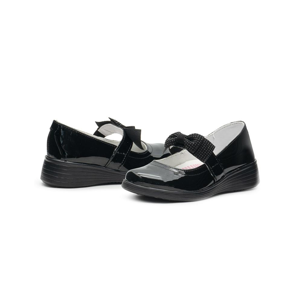 Foto 3 pulgar | Zapato Escolar Para Niña Yuyin Charol Moñito Soporte Arco Negro