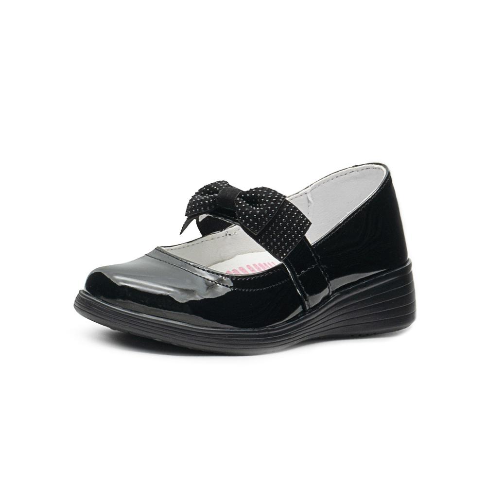 Foto 4 pulgar | Zapato Escolar Para Niña Yuyin Charol Moñito Soporte Arco Negro