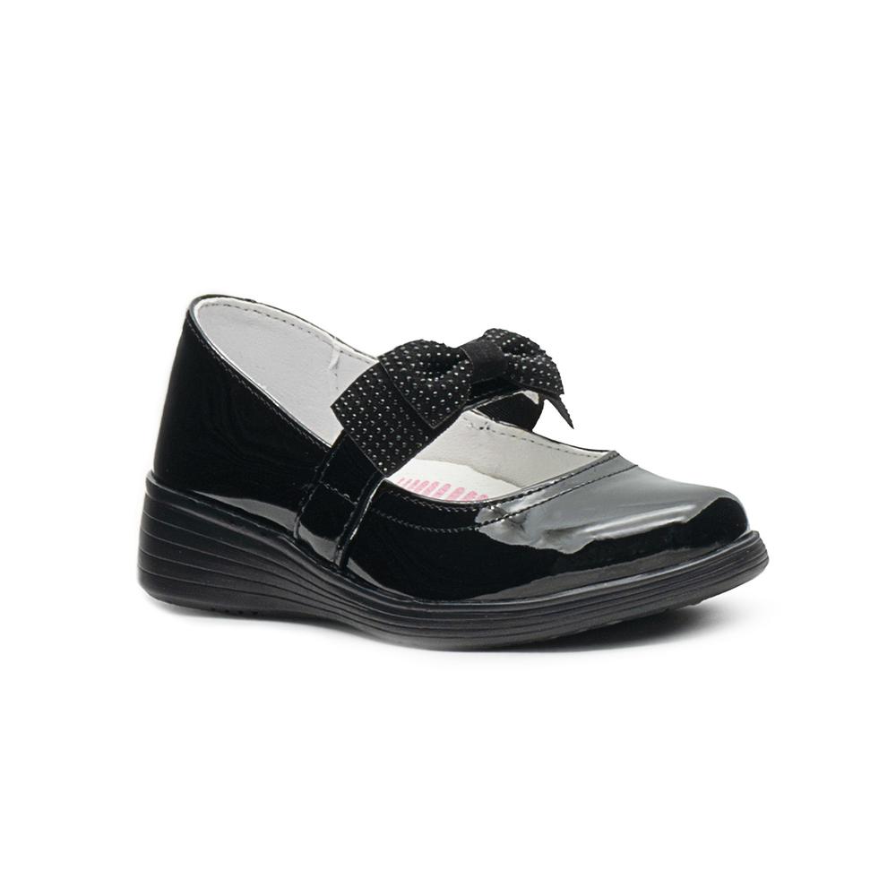 Foto 5 pulgar | Zapato Escolar Para Niña Yuyin Charol Moñito Soporte Arco Negro