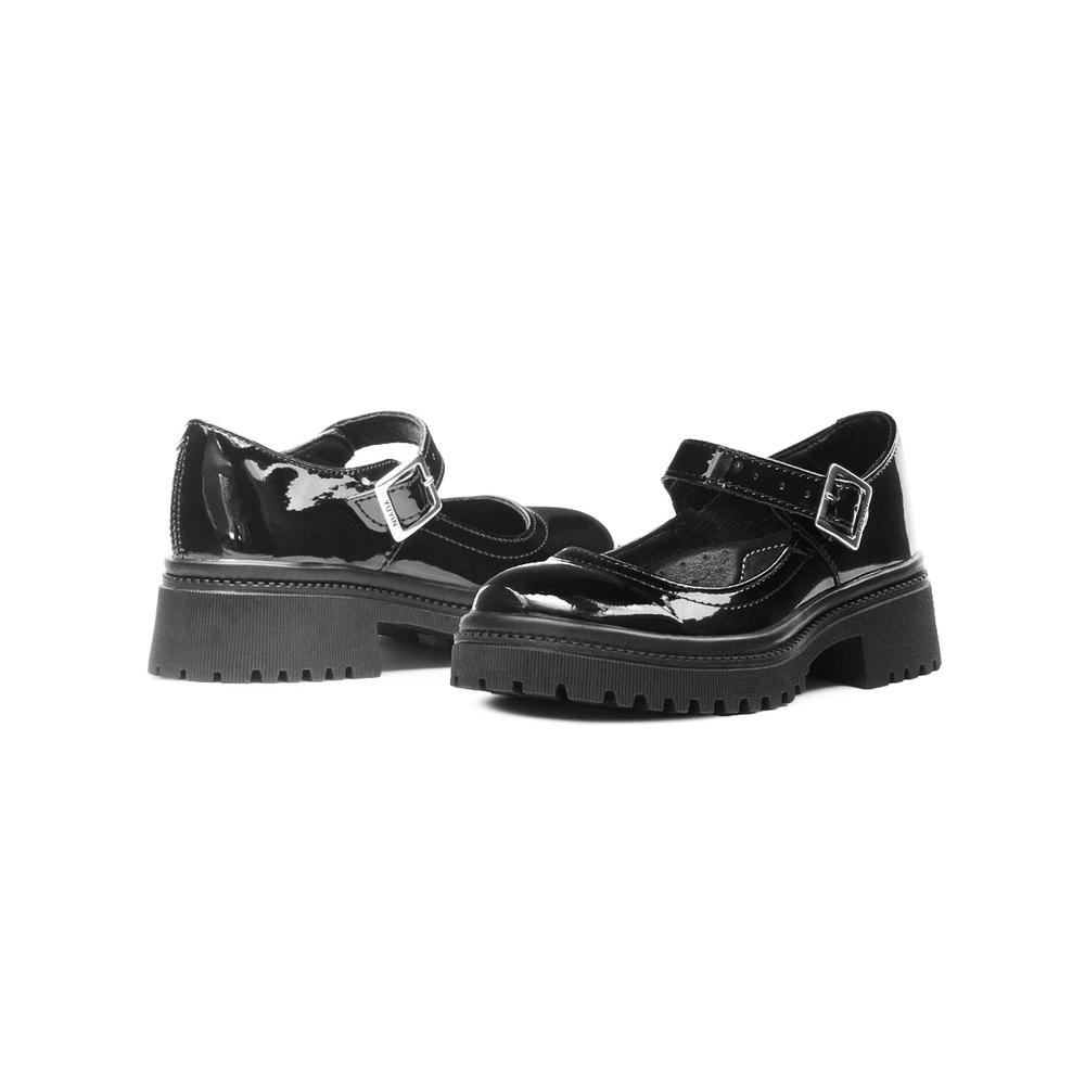 Foto 4 pulgar | Zapato Escolar Para Niña Yuyin Suela Chunky Charol 18-21.5 Negro
