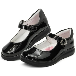 Foto 1 | Zapato Escolar Para Niña Charol Negro Cómodos Antiderrapante Negro