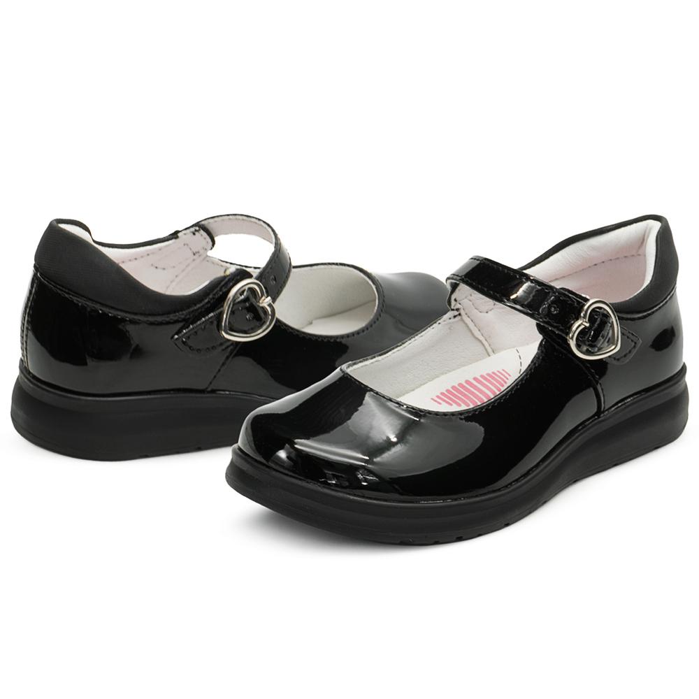 Foto 3 pulgar | Zapato Escolar Para Niña Charol Negro Cómodos Antiderrapante Negro