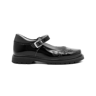 Foto 1 | Zapato Escolar Para Niña Soporte Arco Hebilla Flores Negro Negro