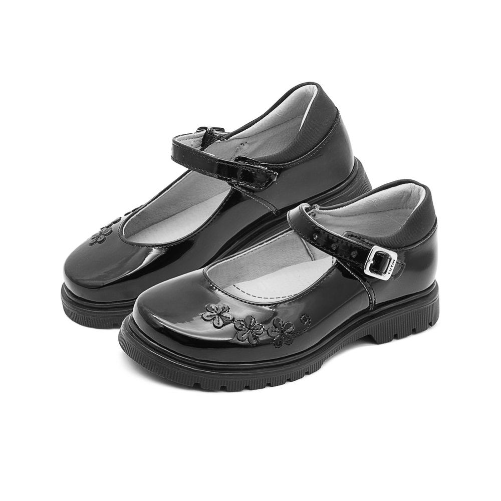 Foto 3 pulgar | Zapato Escolar Para Niña Soporte Arco Hebilla Flores Negro Negro