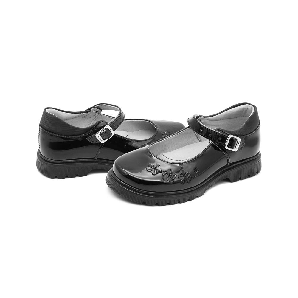 Foto 4 pulgar | Zapato Escolar Para Niña Soporte Arco Hebilla Flores Negro Negro