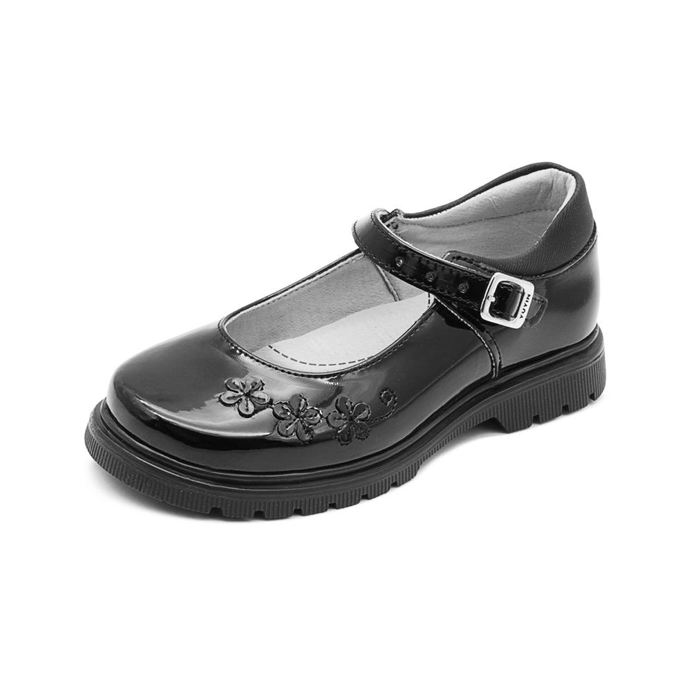 Foto 5 pulgar | Zapato Escolar Para Niña Soporte Arco Hebilla Flores Negro Negro