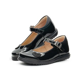 Foto 1 | Zapato Escolar Para Niña Yuyin Charol Negro Corazón Brillos Negro