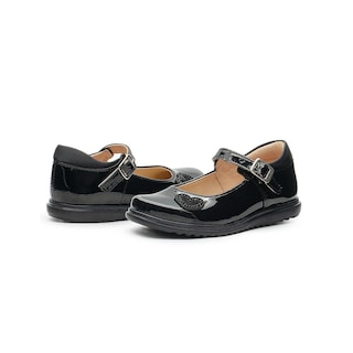 Foto 2 | Zapato Escolar Para Niña Yuyin Charol Negro Corazón Brillos Negro