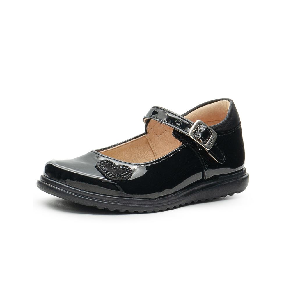 Foto 4 pulgar | Zapato Escolar Para Niña Yuyin Charol Negro Corazón Brillos Negro