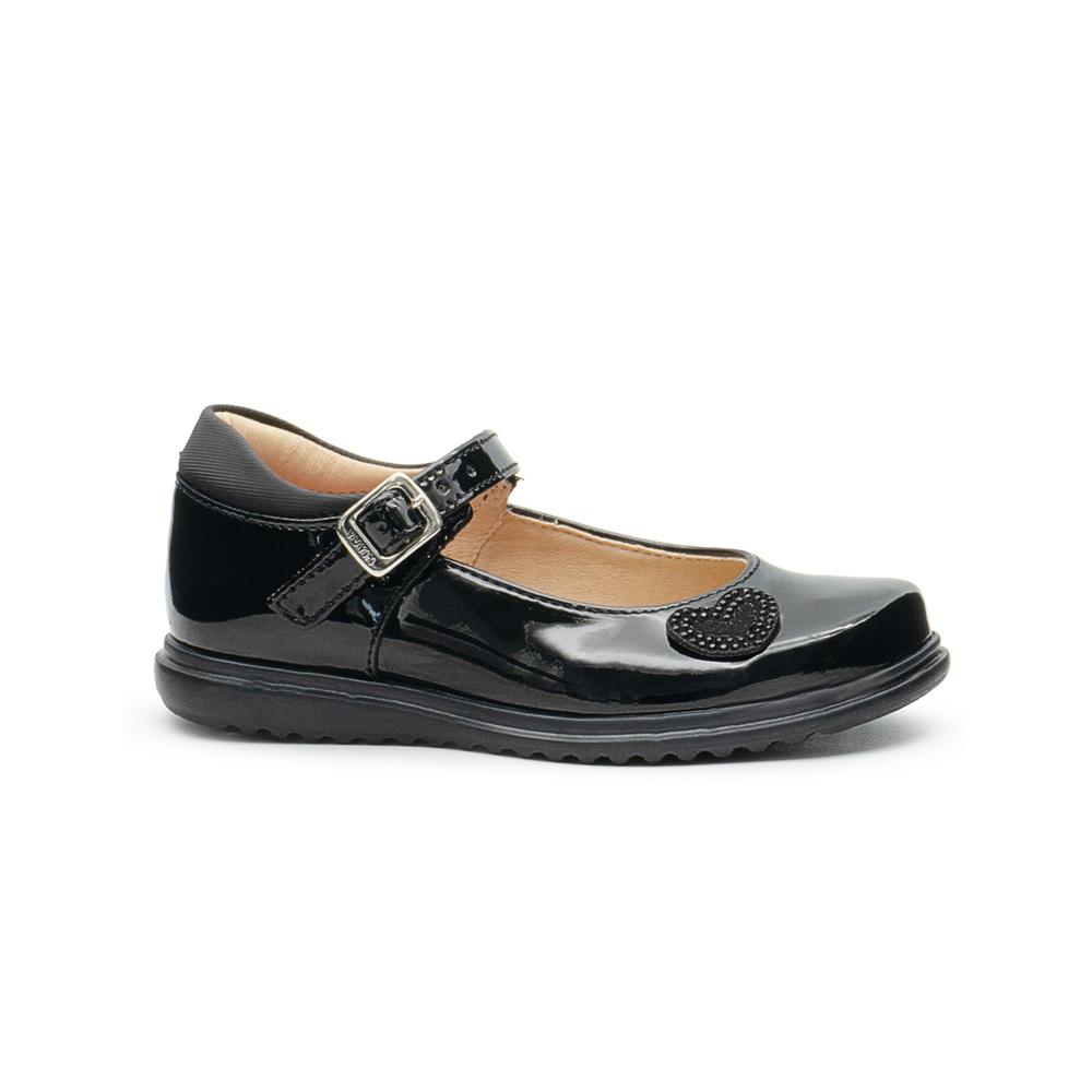 Foto 5 pulgar | Zapato Escolar Para Niña Yuyin Charol Negro Corazón Brillos Negro