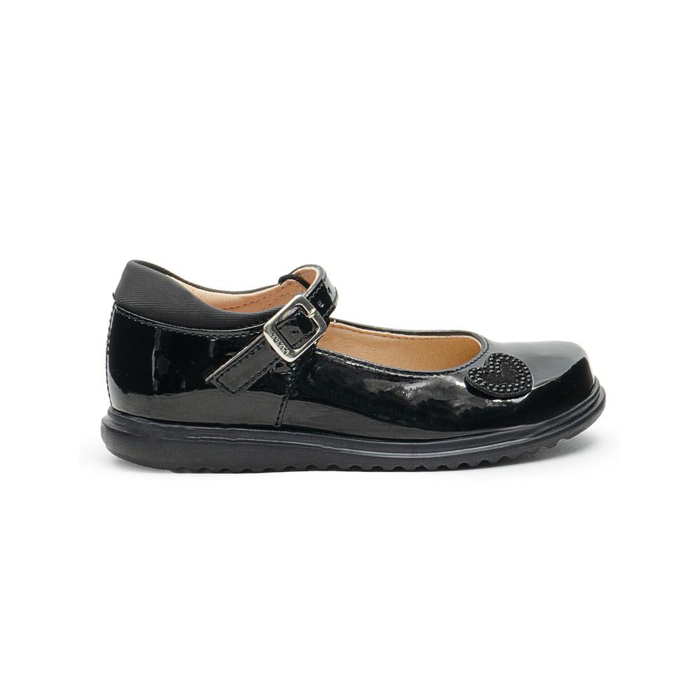 Foto 7 pulgar | Zapato Escolar Para Niña Yuyin Charol Negro Corazón Brillos Negro